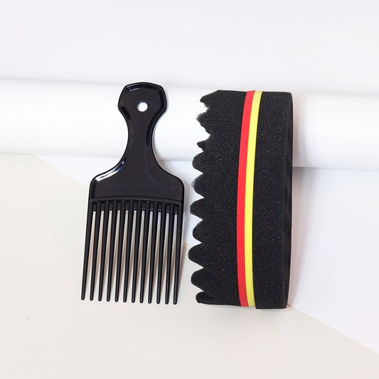 2pcs/set of wide toothed brush combs insertion type comb and African style sponge brush Special for real hair wigs