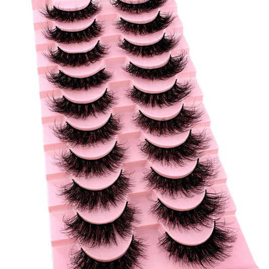 10Pairs 8D Mink Lashes Natural Mink False Eyelashes Dramatic Volume Fake Eyelash Extension Faux Cils Wholesale Makeup Tool