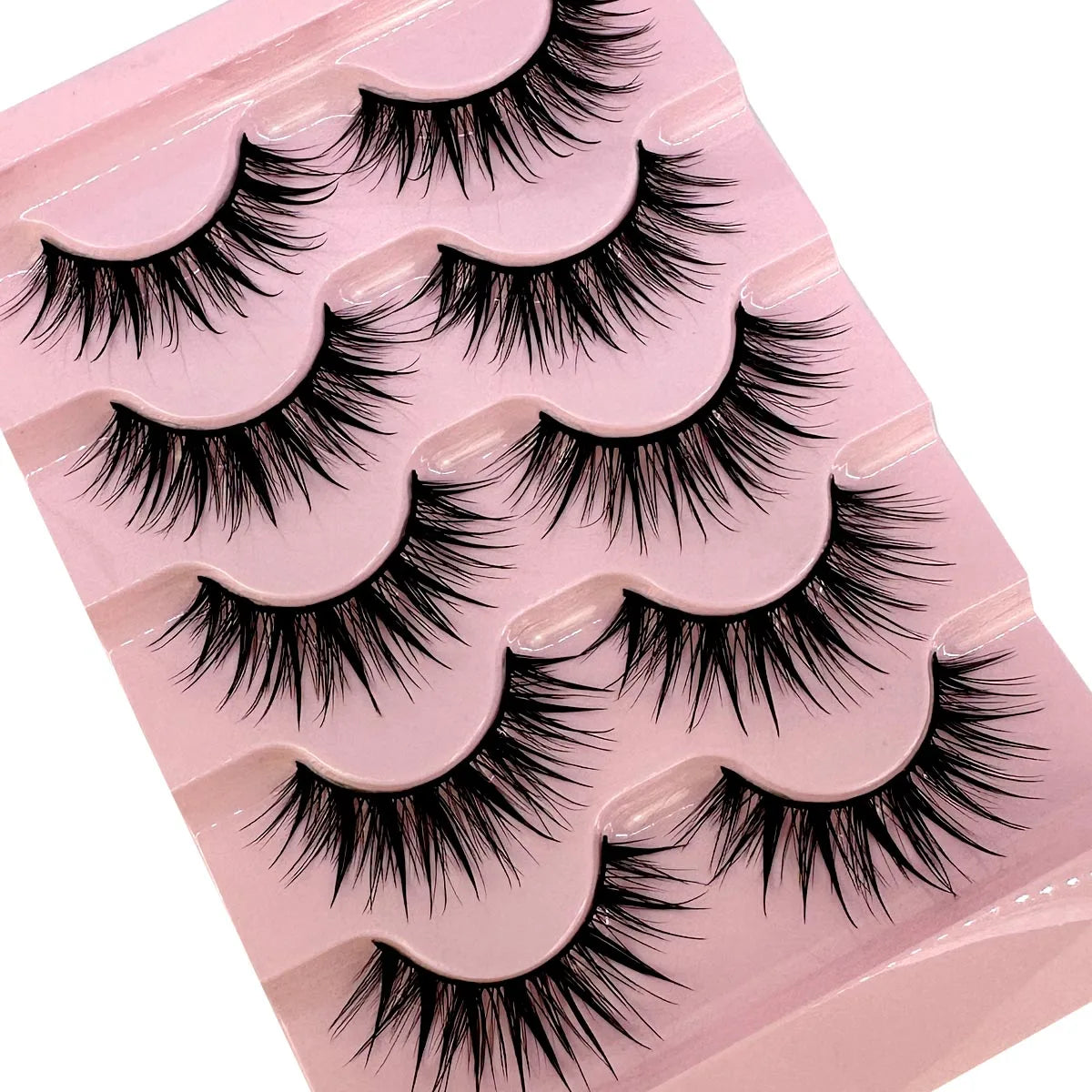 NEW 5Pairs Cosplay Anime Eyelashes Makeup Women Manga Lashes Dramatic Fairy Clusters False Lashes Wet Look Fake Lashes