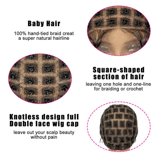 Lace Crochet Wig Cap Braided Wig Cap for Black Women Lace Front Pre Knot Full Lace Cap HD Full Lace Crotchet Cap with Baby Hair