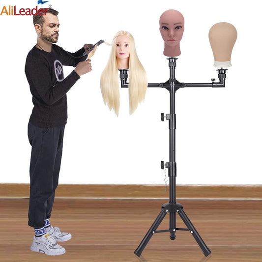 Multifunction Three Holders Wig Stand Wig Tripod Wig Mannequin Head Stand For Canvas Block Mannequin Head / Training Doll Head
