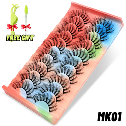 Lashes 5/10 Pairs 3D Mink Lashes Fluffy Soft Wispy Volume Natural long E-girls False Eyelashes Eye Lashes Reusable lashes Makeup