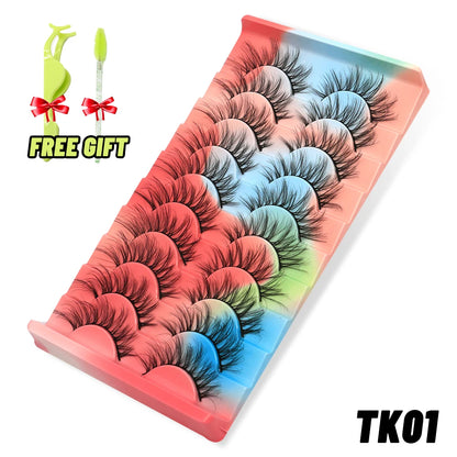 Lashes 5/10 Pairs 3D Mink Lashes Fluffy Soft Wispy Volume Natural long E-girls False Eyelashes Eye Lashes Reusable lashes Makeup