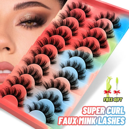 Lashes 5/10 Pairs 3D Mink Lashes Fluffy Soft Wispy Volume Natural long E-girls False Eyelashes Eye Lashes Reusable lashes Makeup