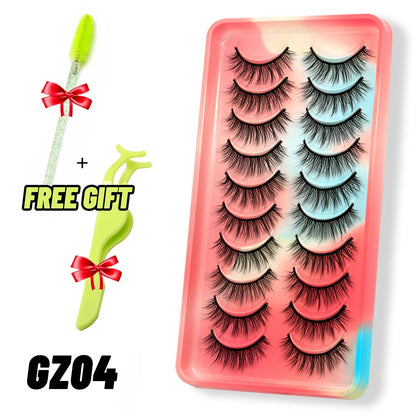 Lashes 5/10 Pairs 3D Mink Lashes Fluffy Soft Wispy Volume Natural long E-girls False Eyelashes Eye Lashes Reusable lashes Makeup