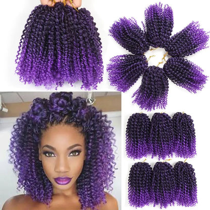 Short 8 Inch Marley Marlybob Crochet Braiding Hair Passion Twist Synthetic Jerry Curl Hair Extensions 3pack/Set for Women