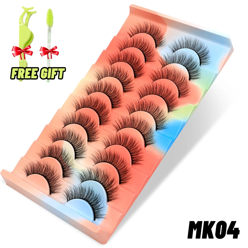 Lashes 5/10 Pairs 3D Mink Lashes Fluffy Soft Wispy Volume Natural long E-girls False Eyelashes Eye Lashes Reusable lashes Makeup