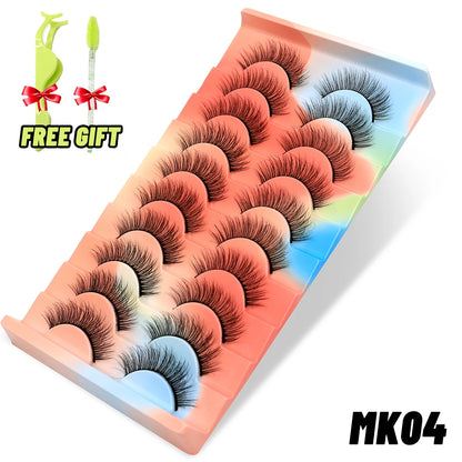 Lashes 5/10 Pairs 3D Mink Lashes Fluffy Soft Wispy Volume Natural long E-girls False Eyelashes Eye Lashes Reusable lashes Makeup