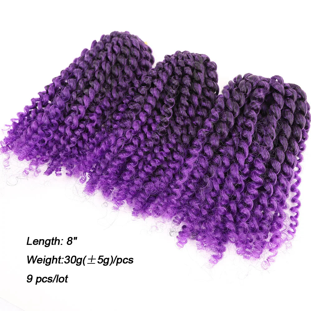 Short 8 Inch Marley Marlybob Crochet Braiding Hair Passion Twist Synthetic Jerry Curl Hair Extensions 3pack/Set for Women