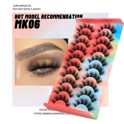 Lashes 5/10 Pairs 3D Mink Lashes Fluffy Soft Wispy Volume Natural long E-girls False Eyelashes Eye Lashes Reusable lashes Makeup