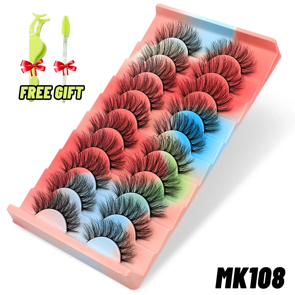 Lashes 5/10 Pairs 3D Mink Lashes Fluffy Soft Wispy Volume Natural long E-girls False Eyelashes Eye Lashes Reusable lashes Makeup