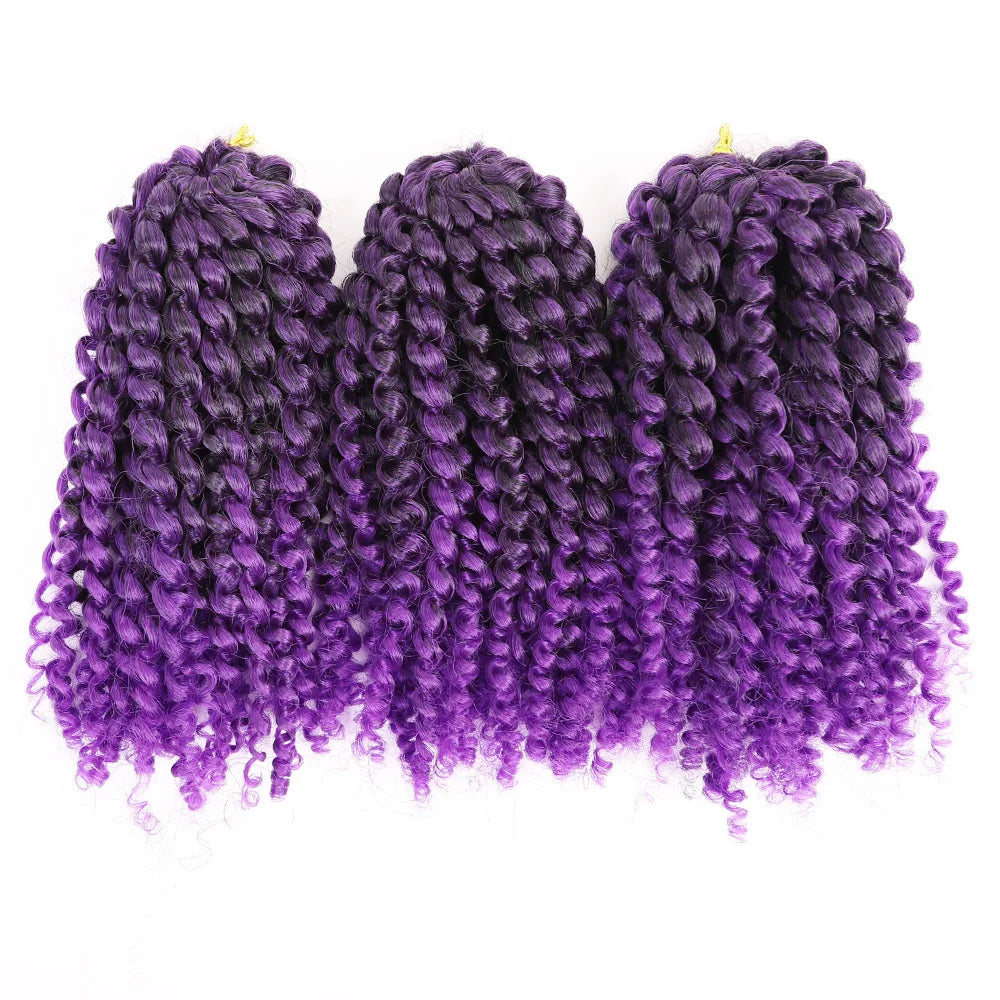 Short 8 Inch Marley Marlybob Crochet Braiding Hair Passion Twist Synthetic Jerry Curl Hair Extensions 3pack/Set for Women