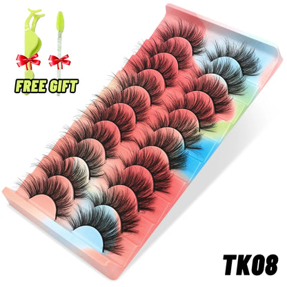 Lashes 5/10 Pairs 3D Mink Lashes Fluffy Soft Wispy Volume Natural long E-girls False Eyelashes Eye Lashes Reusable lashes Makeup