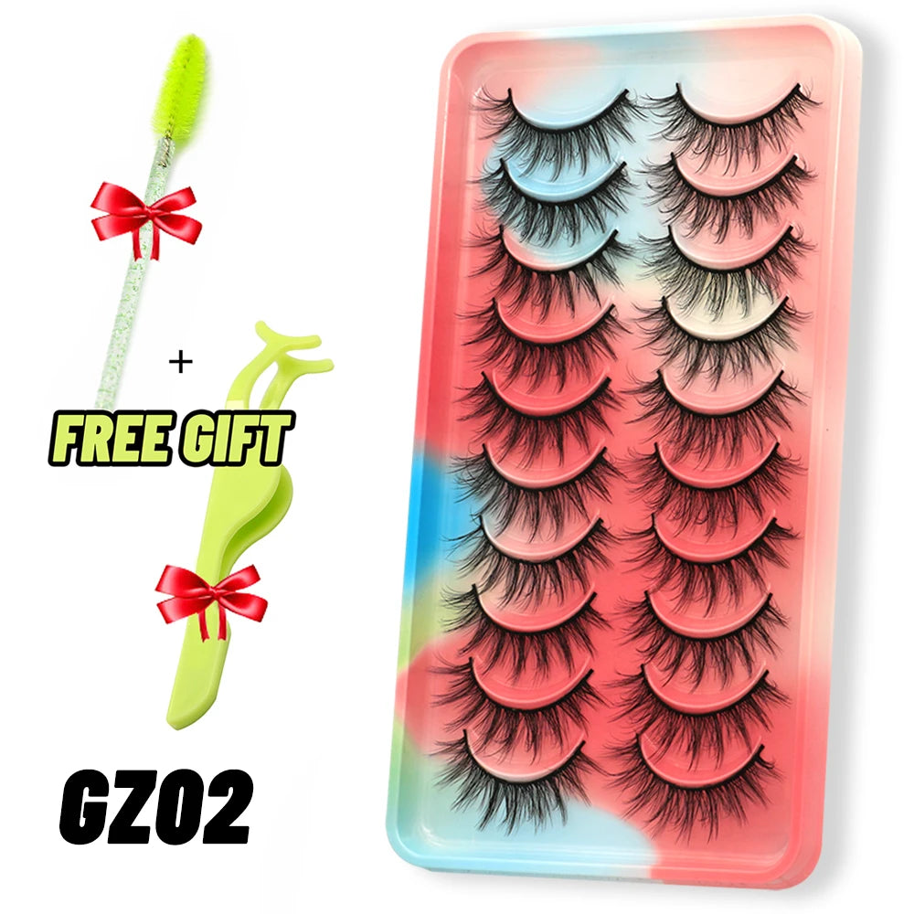 Lashes 5/10 Pairs 3D Mink Lashes Fluffy Soft Wispy Volume Natural long E-girls False Eyelashes Eye Lashes Reusable lashes Makeup