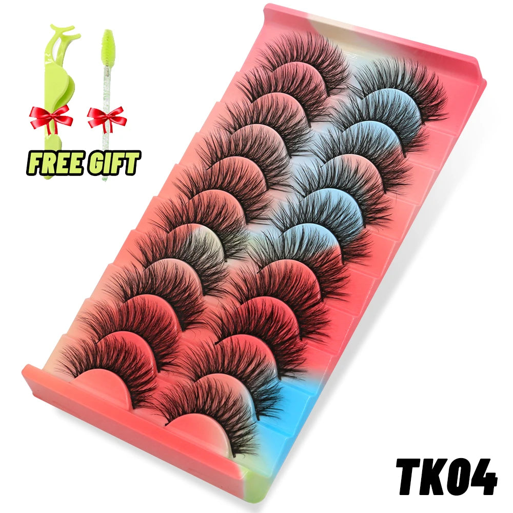 Lashes 5/10 Pairs 3D Mink Lashes Fluffy Soft Wispy Volume Natural long E-girls False Eyelashes Eye Lashes Reusable lashes Makeup