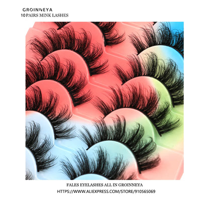 Lashes 5/10 Pairs 3D Mink Lashes Fluffy Soft Wispy Volume Natural long E-girls False Eyelashes Eye Lashes Reusable lashes Makeup