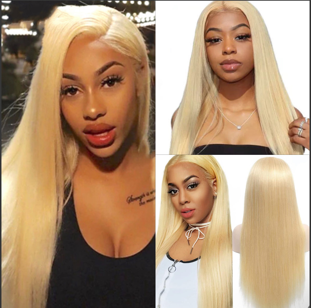 Front Lace Fiber Wig Matte Gold Long Straight Hair