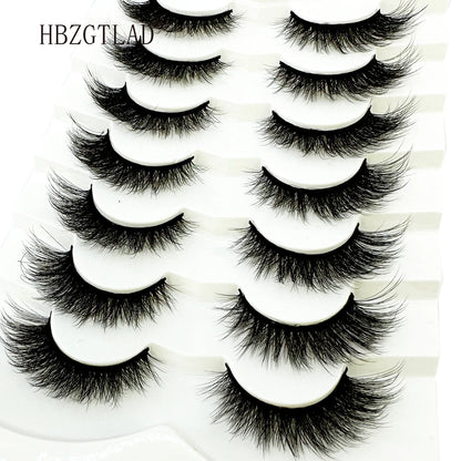 NEW 7Pairs Cat Eye Lashes Faux Mink Eyelashes Natural long Full Strip Lashes Winged End Eye Elongated Fake Lashes Soft Eyelashes