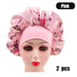 2Pcs Large Print Satin Bonnet With Stretchy Headwrap For Curly Hair Smooth Women Hair Cover Hair Wrap Cap Silk Scarf Sleep Hat