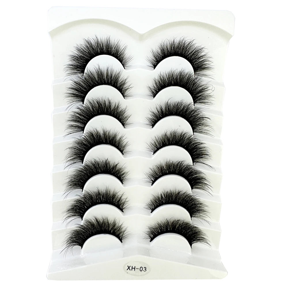 NEW 7Pairs Cat Eye Lashes Faux Mink Eyelashes Natural long Full Strip Lashes Winged End Eye Elongated Fake Lashes Soft Eyelashes