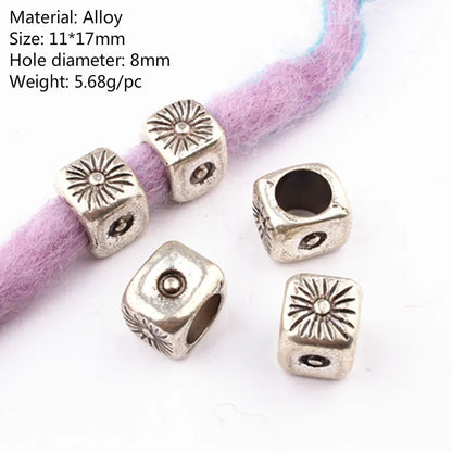 5Pcs/bag Metal Hair Braid Rings Dreadlock Beads Cuffs Tubes 3D Charms Dreadlock Dread Hair Braids Jewelry Decoration Accessories