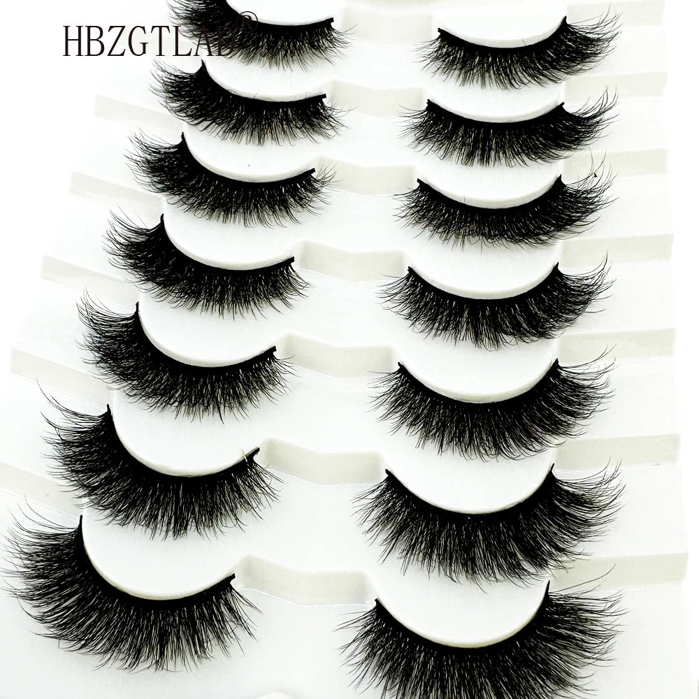 NEW 7Pairs Cat Eye Lashes Faux Mink Eyelashes Natural long Full Strip Lashes Winged End Eye Elongated Fake Lashes Soft Eyelashes
