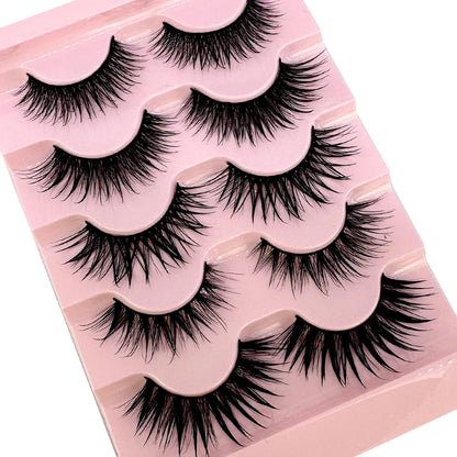 NEW 5Pairs Cosplay Anime Eyelashes Makeup Women Manga Lashes Dramatic Fairy Clusters False Lashes Wet Look Fake Lashes