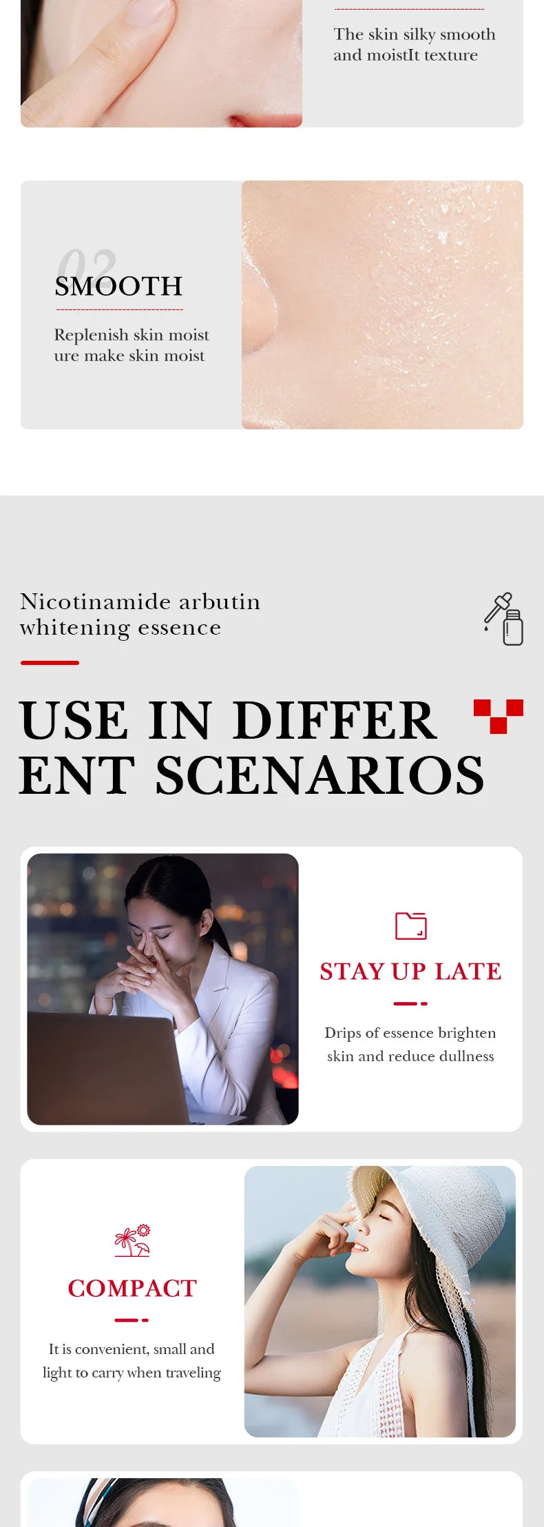 SADOER Arbutin Face Serum Moisturizing Nourishing Firming Brightening Face Serum Facial Essence Skin Care Products