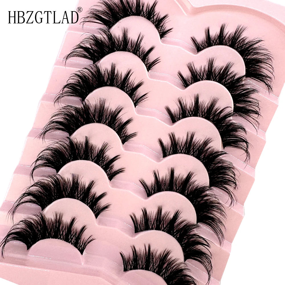 NEW 7Pairs Cat Eye Lashes Faux Mink Eyelashes Natural long Full Strip Lashes Winged End Eye Elongated Fake Lashes Soft Eyelashes