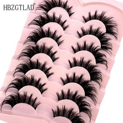 NEW 7Pairs Cat Eye Lashes Faux Mink Eyelashes Natural long Full Strip Lashes Winged End Eye Elongated Fake Lashes Soft Eyelashes