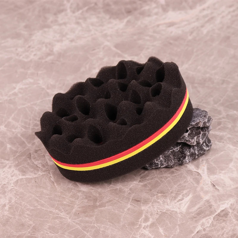 1pcs double-sided magic twist brush sponge hair salon styling oval dual-use perforated curly hair sponge wave hair tool