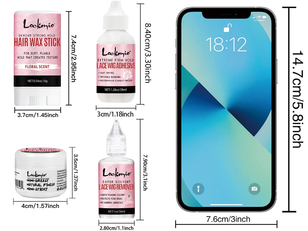 LOCKMIO Melting Spray Glue Adhesive Remover Edge Control Wax Stick Band Brush Hair Extension Kit For Lace Wig