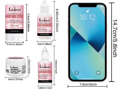 LOCKMIO Melting Spray Glue Adhesive Remover Edge Control Wax Stick Band Brush Hair Extension Kit For Lace Wig