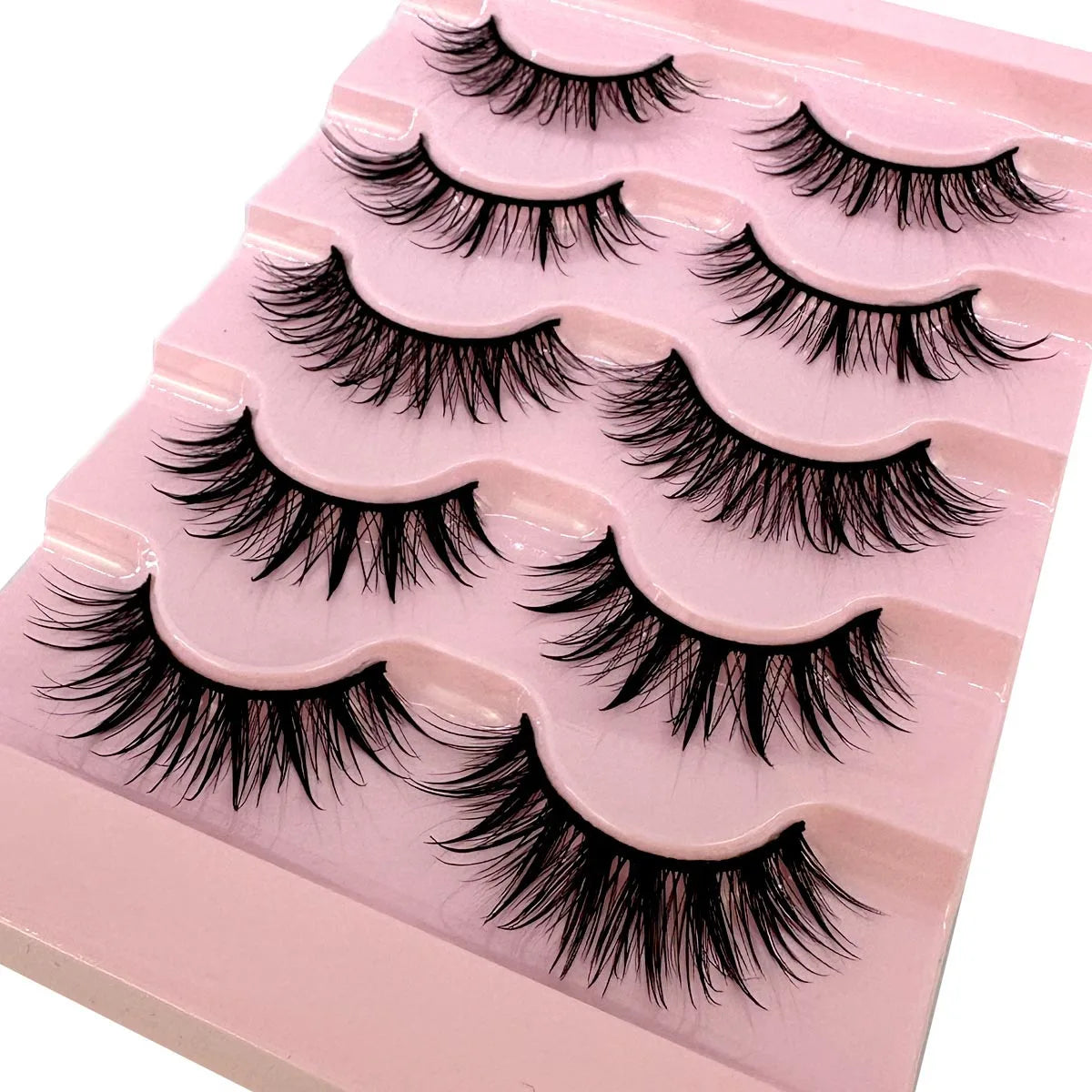 NEW 5Pairs Cosplay Anime Eyelashes Makeup Women Manga Lashes Dramatic Fairy Clusters False Lashes Wet Look Fake Lashes