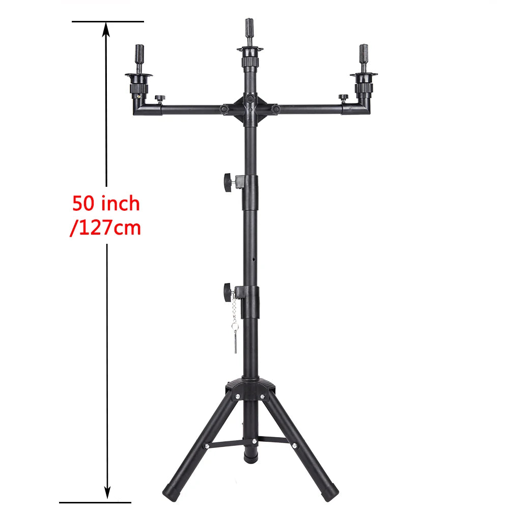 Multifunction Three Holders Wig Stand Wig Tripod Wig Mannequin Head Stand For Canvas Block Mannequin Head / Training Doll Head
