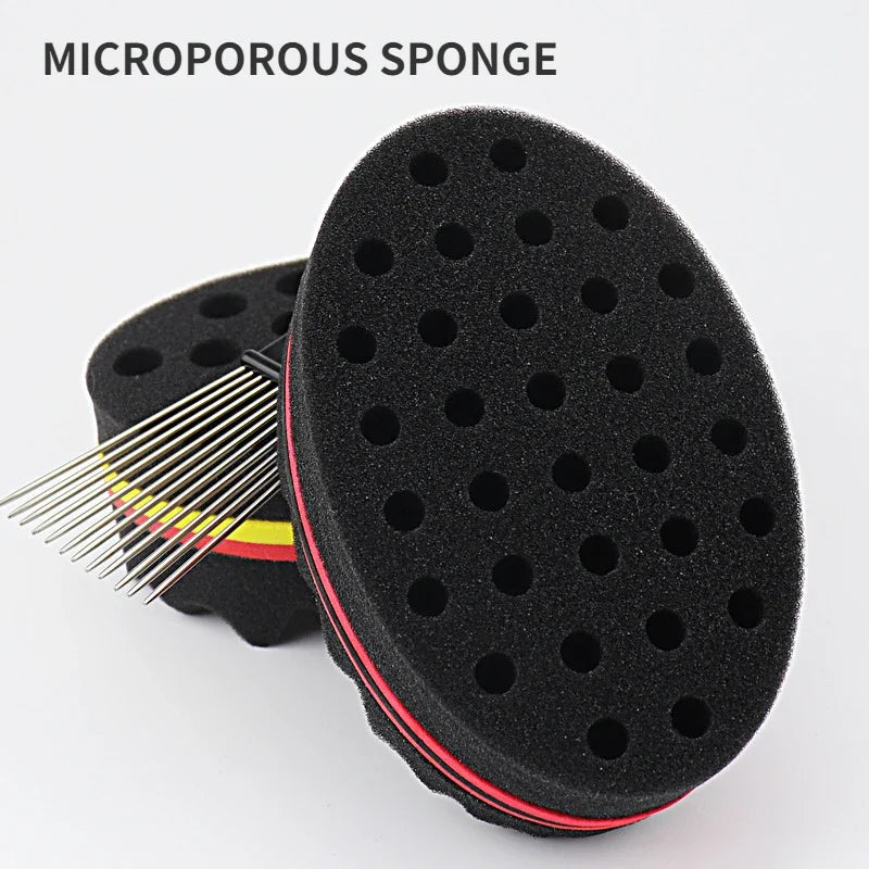 New Oval Double-Side Magic twist hair brush sponge,Sponge Brush for Natural,afro coil wave dread sponge brushes