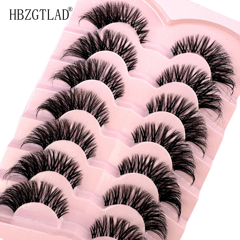 NEW 7Pairs Cat Eye Lashes Faux Mink Eyelashes Natural long Full Strip Lashes Winged End Eye Elongated Fake Lashes Soft Eyelashes
