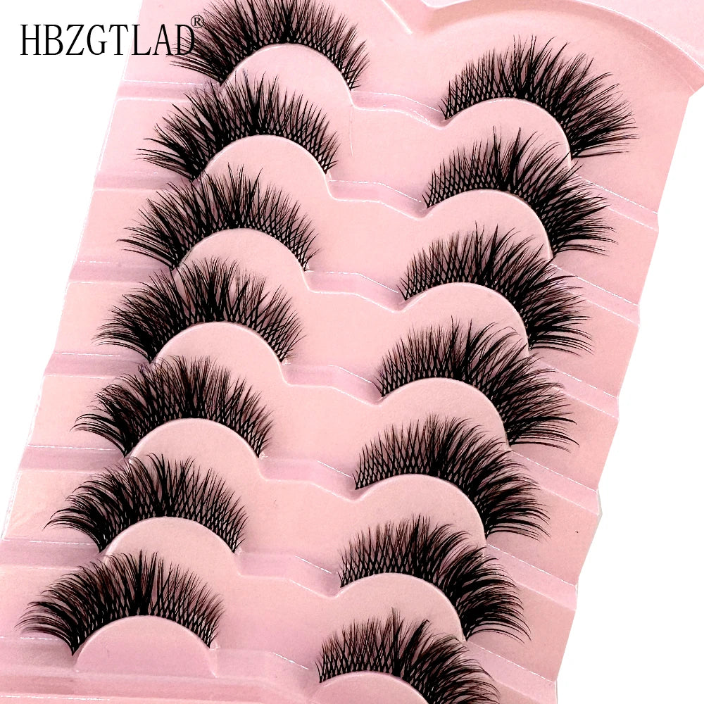 NEW 7Pairs Cat Eye Lashes Faux Mink Eyelashes Natural long Full Strip Lashes Winged End Eye Elongated Fake Lashes Soft Eyelashes