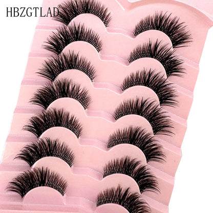 NEW 7Pairs Cat Eye Lashes Faux Mink Eyelashes Natural long Full Strip Lashes Winged End Eye Elongated Fake Lashes Soft Eyelashes