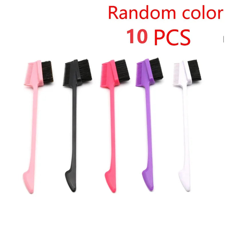 10PCS Multicolor Double Sided 3 in 1 Edge Control Hair Comb Hair Styling Eyebrow Combing Hair Brush Hairdressing Beauty Tools