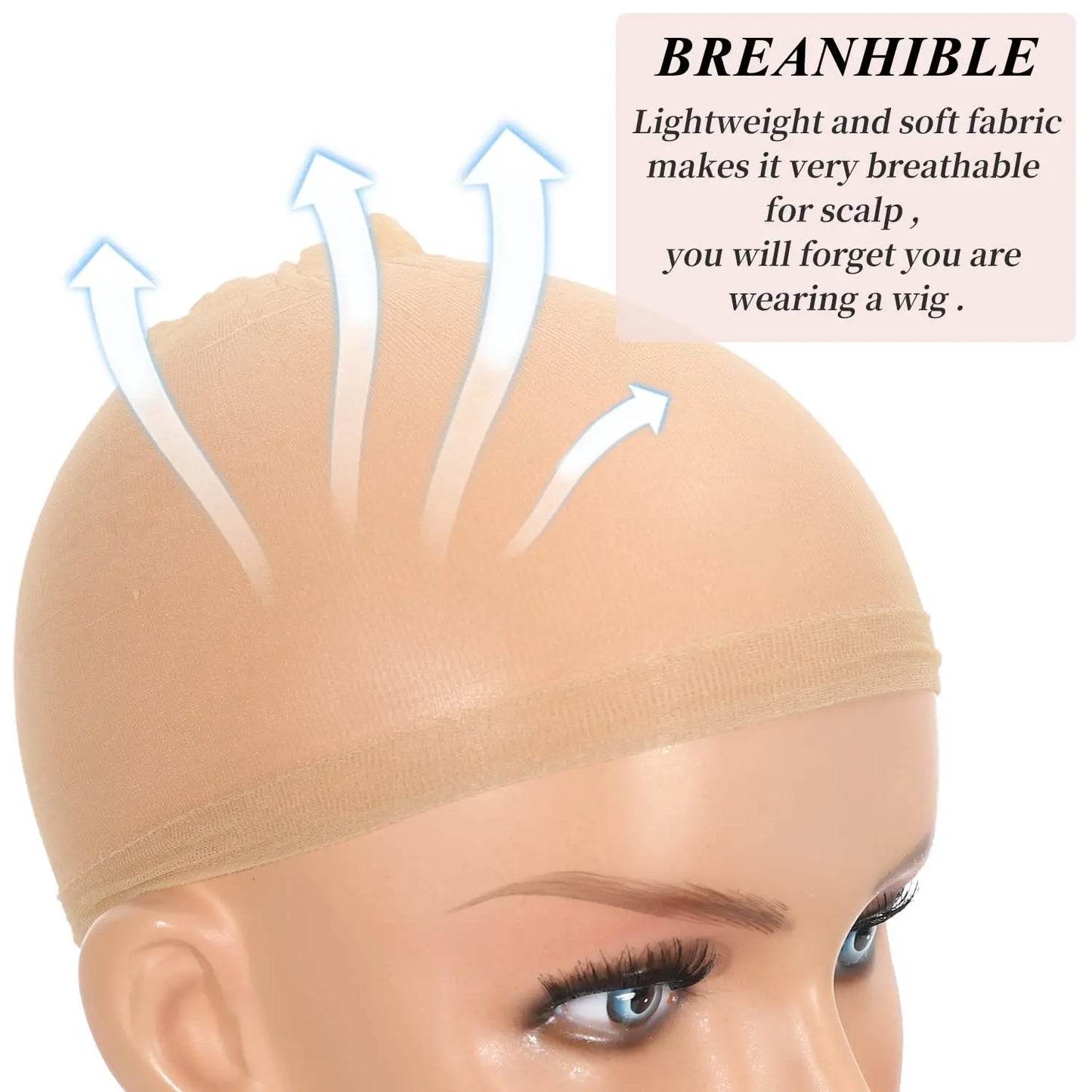 2/8/20Pcs HD Wig Caps High Quality Transparent HD Hair Nets Weave Nylon Stretchy Lace Front Wig Cap for Women Men Light Brown