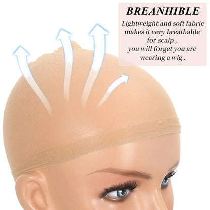 2/8/20Pcs HD Wig Caps High Quality Transparent HD Hair Nets Weave Nylon Stretchy Lace Front Wig Cap for Women Men Light Brown