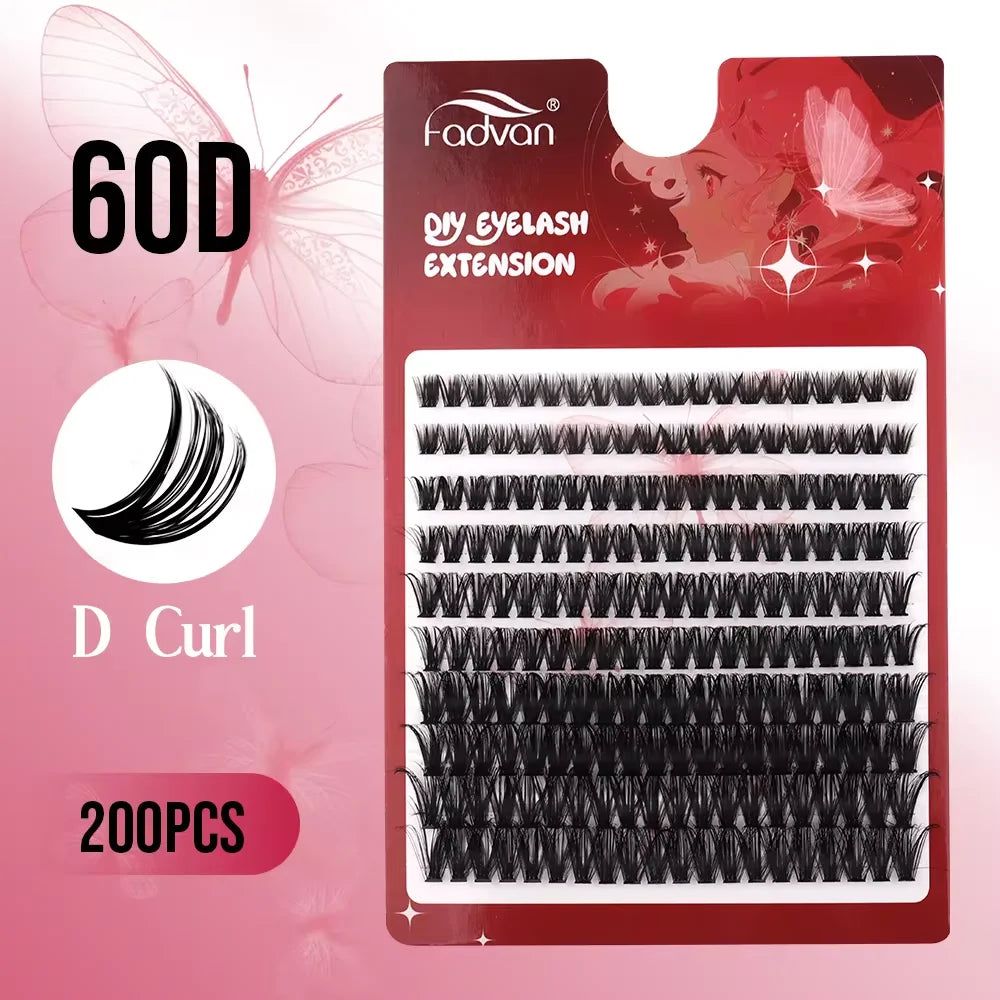 Fadvan DIY Cluster Lashes Mixed Tray Individual Lashes Volume Eye Lashes Soft Natural Lashes Mink Lash Cluster False Eyelashes