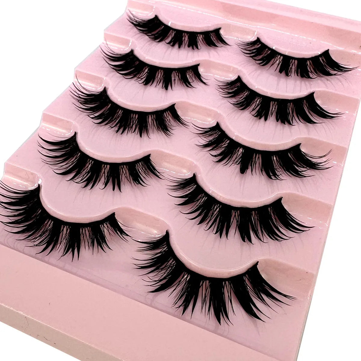 NEW 5Pairs Cosplay Anime Eyelashes Makeup Women Manga Lashes Dramatic Fairy Clusters False Lashes Wet Look Fake Lashes
