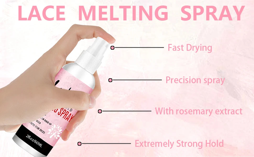 LOCKMIO 60ML Fast Dry Melting Spray Lace Glue Adhesive Long Lasting Hold Wig Mesh Adhesive Cosplay Wig Installation Fixing Agent