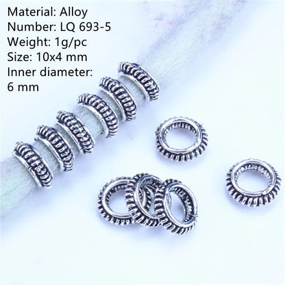 5Pcs/bag Metal Hair Braid Rings Dreadlock Beads Cuffs Tubes 3D Charms Dreadlock Dread Hair Braids Jewelry Decoration Accessories
