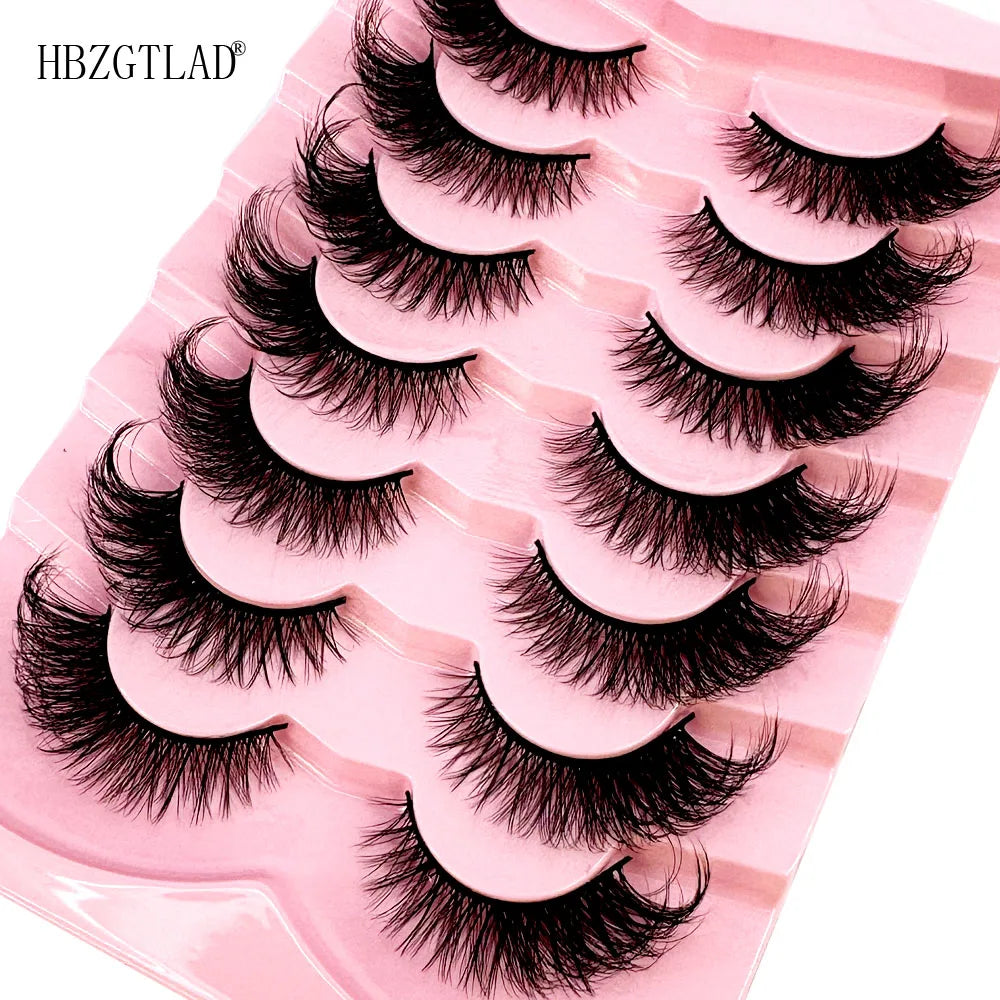 NEW 7Pairs Cat Eye Lashes Faux Mink Eyelashes Natural long Full Strip Lashes Winged End Eye Elongated Fake Lashes Soft Eyelashes