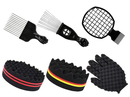 Barber Shop Men Hair Braider Twist Sponge Gloves African Hair Styling Fork Comb Hair Curls Foam For Salon Hairdressing Tools
