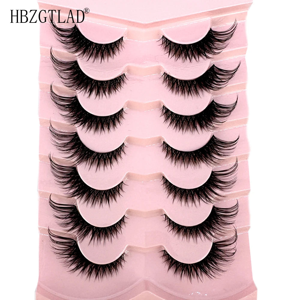 NEW 7Pairs Cat Eye Lashes Faux Mink Eyelashes Natural long Full Strip Lashes Winged End Eye Elongated Fake Lashes Soft Eyelashes