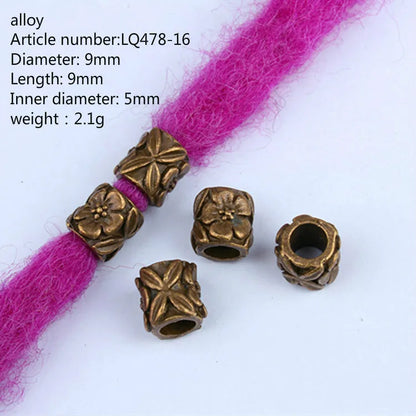 5Pcs/bag Metal Hair Braid Rings Dreadlock Beads Cuffs Tubes 3D Charms Dreadlock Dread Hair Braids Jewelry Decoration Accessories